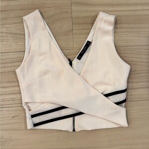 Zara Cream and Black crop Top